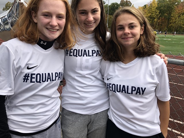 BHS varsity girls soccer co-captains Helen Worden (left), Maia Vota (center) and Maggie Barlow (right). - MOLLY WALSH