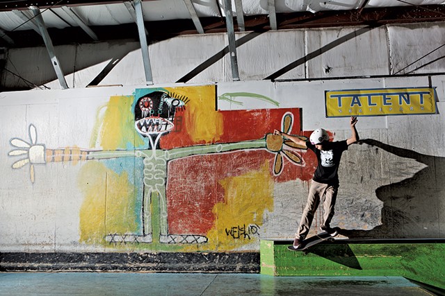 Myles Rossi doing a backside Smith grind at Talent's former South Burlington location - FILE: SAM SIMON