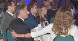 Gov. Peter Shumlin with girlfriend Katie Hunt at the Democratic Party Curtis Award dinner in June. - TERRI HALLENBECK