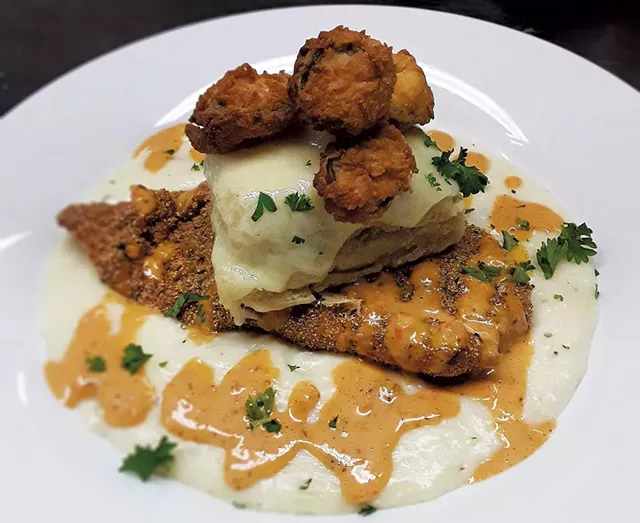 Haddock with cheddar grits at Jeff's Maine Seafood - COURTESY OF JEFF'S MAINE SEAFOOD