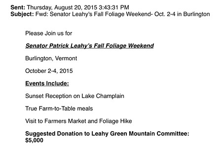 Invitation to Sen. Patrick Leahy's Fall Foliage Weekend - SCREENSHOT