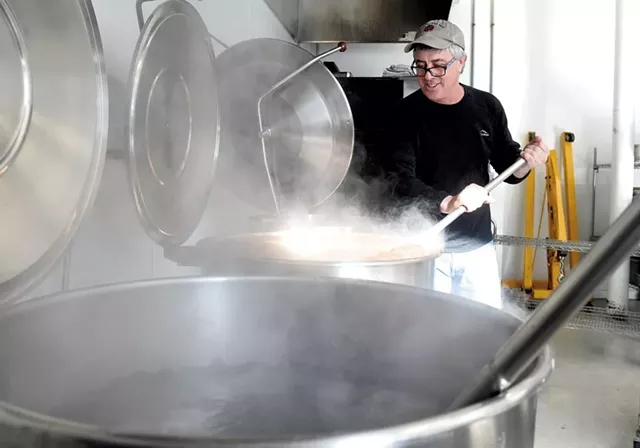 Joe Buley making soup at Joe's Kitchen in Montpelier - JEB WALLACE-BRODEUR