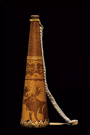 Birch-bark moose call from the Abenaki exhibition at the Burlington International Airport - COURTESY OF DIANE STEVENS