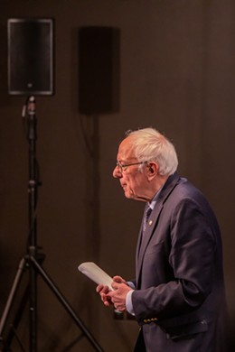 Sen. Bernie Sanders speaks Wednesday at Burlington's Hotel Vermont - LUKE AWTRY