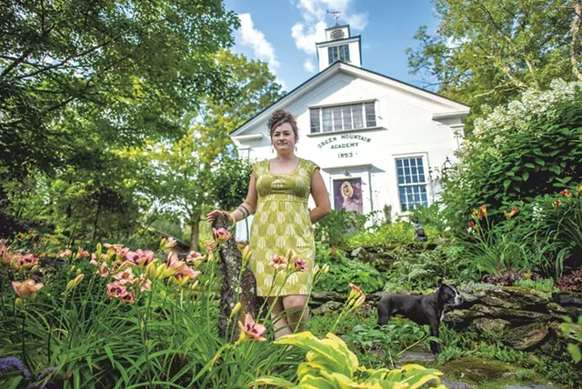 Gardener Jen Kennedy with her dog, Tobias, at home in Underhill - GLENN RUSSELL