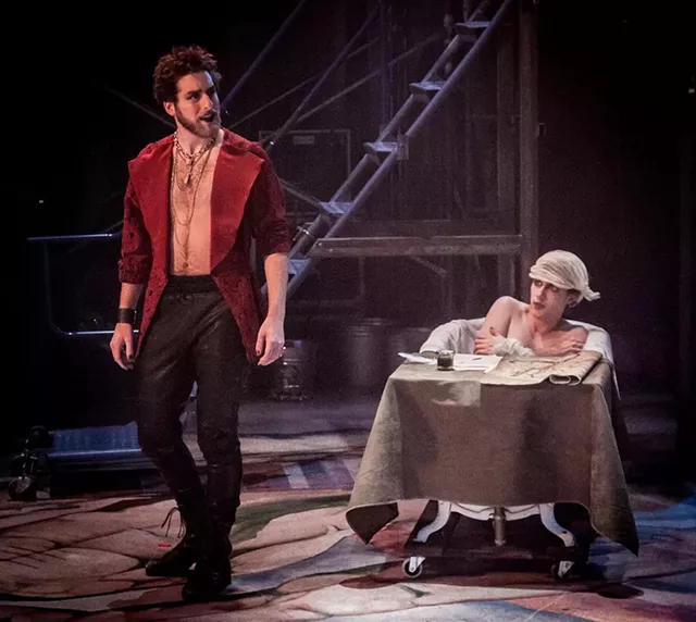 Peter Hiebert as de Sade, left, and Garrett Garcia as Marat - COURTESY OF DOK WRIGHT PHOTOGRAPHY