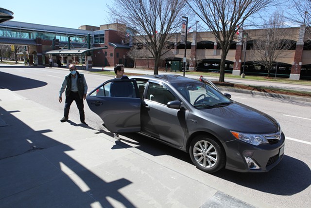 Burlington resident Zack Maroon catching an Uber from the airport on Tuesday - KEVIN MCCALLUM