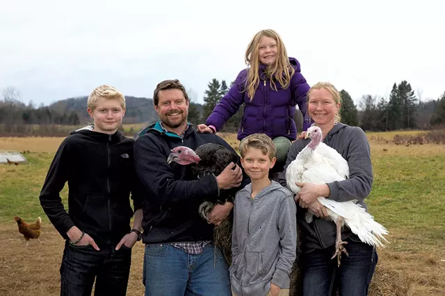 Lila Bennett and Dave Robb with their kids, Sam, Governor and Willa - DON WHIPPLE