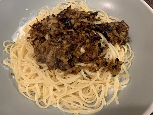 Dark and deeply caramelized onions, charred in spots - MELISSA PASANEN