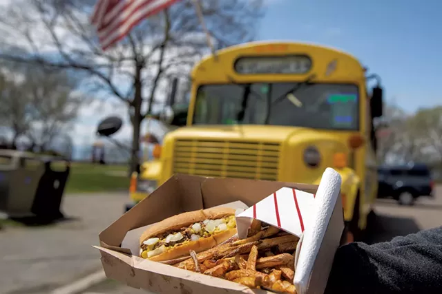 Fries and a Michigan dog from Beansie's - JAMES BUCK