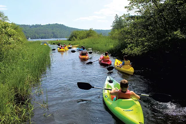 Campers at the Aloha Foundation's Horizons Day Camp paddling kayaks - COURTESY OF THE ALOHA FOUNDATION
