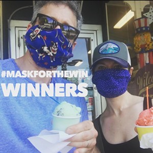 The first winners of #maskforthewin at the Village Chocolate Shoppe in Bennington - COURTESY SARAH PERRIN AND VERMONT RETAIL & GROCERS ASSOCIATION