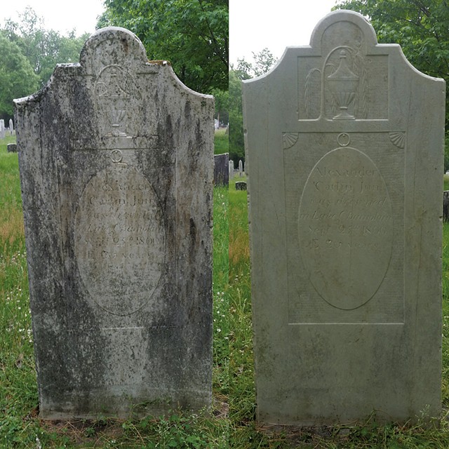 A cleaned headstone dating back to 1800 - COURTESY OF JASON STUFFLE