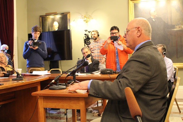 Sen. Norm McAllister addresses the Senate Rules Committee Wednesday at the Statehouse. - PAUL HEINTZ