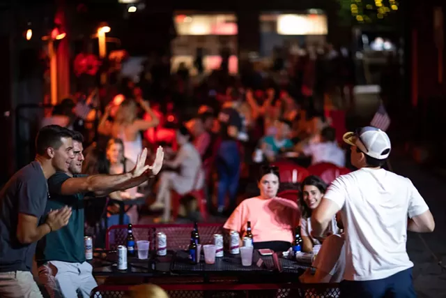 Revelers at Red Square in Burlington last Friday - LUKE AWTRY