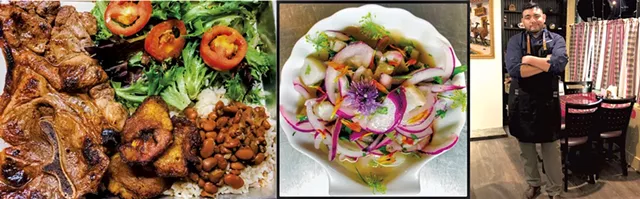 Cuban-style pork chops with sweet plantains, rice and beans,fresh cod ceviche, Josue Chanduvi - COURTESY OF GRANDMA'S SPANISH KITCHEN