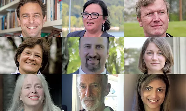 Tim Ashe (D), Brenda Siegel (D), Scott Milne (R), Debbie Ingram (D), Dana Colson Jr. (R), Molly Gray (D), Cris Ericson (P), Jim Hogue (R), Meg Hansen (R) - COURTESY IMAGES