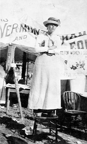 A suffragist at the 1912 Vermont State Fair - COURTESY OF THE VERMONT HISTORICAL SOCIETY