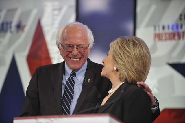 Sen. Bernie Sanders and former secretary of state Hillary Clinton debate in Des Moines last November. - FILE: CHRIS USHER/CBS © 2015 CBS TELEVISION NETWORK