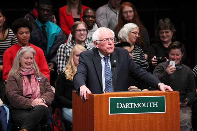 Sen. Bernie Sanders speaks Thursday at Dartmouth College. - PAUL HEINTZ