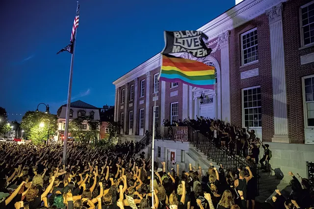 Protesters outside Burlington City Hall - FILE: JAMES BUCK