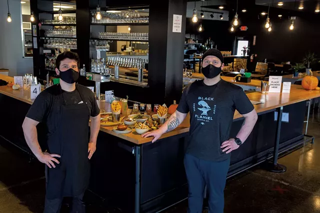 Travis Williams (left) and Trenton Endres at Black Flannel Brewing - JAMES BUCK