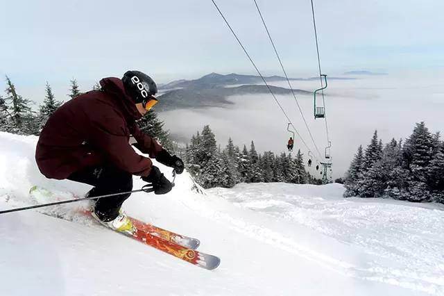 Jonathan Baldwin skiing beneath the Single Chair lift at Mad River Glen - JEB WALLACE-BRODEUR