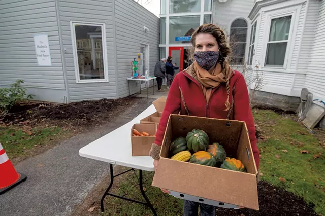 LauraLee Sweeney working at the Hardwick Area Food Pantry - JEB WALLACE-BRODEUR