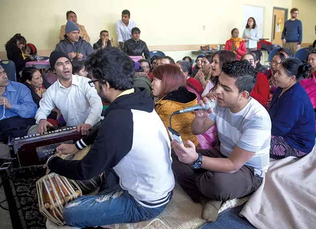 Puru Niroula playing the tabla and Deo Pokhrel singing - JAMES BUCK