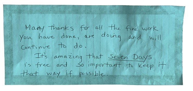 A note from a Super Reader - COURTESY