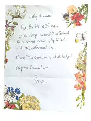 A note from a Super Reader - COURTESY