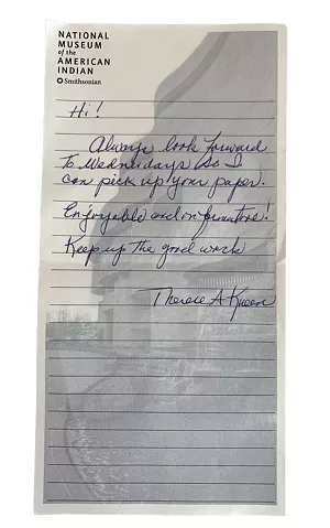 A note from a Super Reader - COURTESY