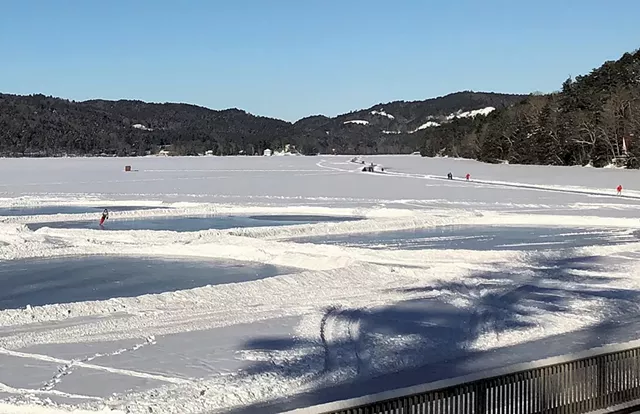 Small skating rinks on the lake - COURTESY OF LAKE MOREY RESORT