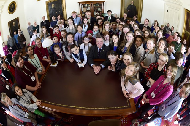 Good Citizens with Gov. Phil Scott at the Statehouse in March, 2019. - JEB WALLACE-BRODEUR