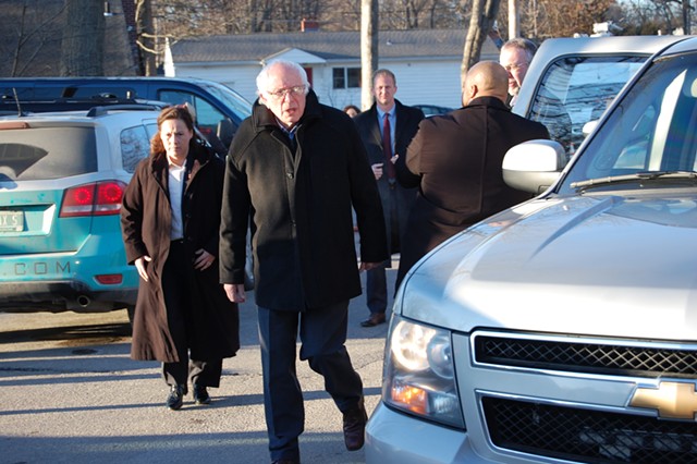 Sanders arriving at the polling station. - MATTHEW ROY