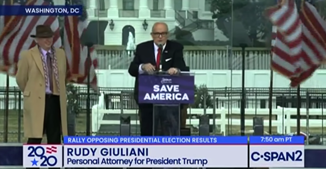 Rudy Giuliani speaking to attendees at the Stop the Steal Rally last Wednesday - YOUTUBE/C-SPAN2