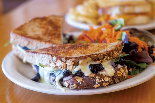 Sandwich of balsamic blueberries, spinach and brie from Round Hearth Caf&eacute; - JEB WALLACE-BRODEUR