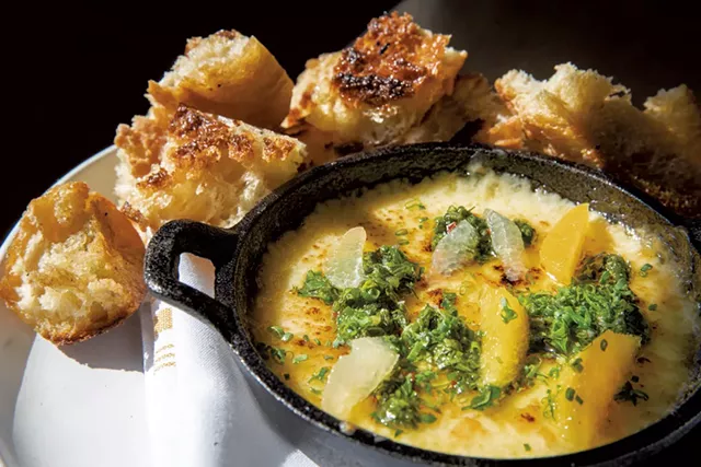 Provoleta with chimichurri, citrus and torn bread - JAMES BUCK