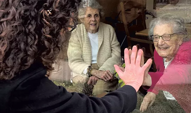 Visiting my mom and her friend Sue at the Converse Home in March 2020 - COURTESY OF SUZIE MCCOY