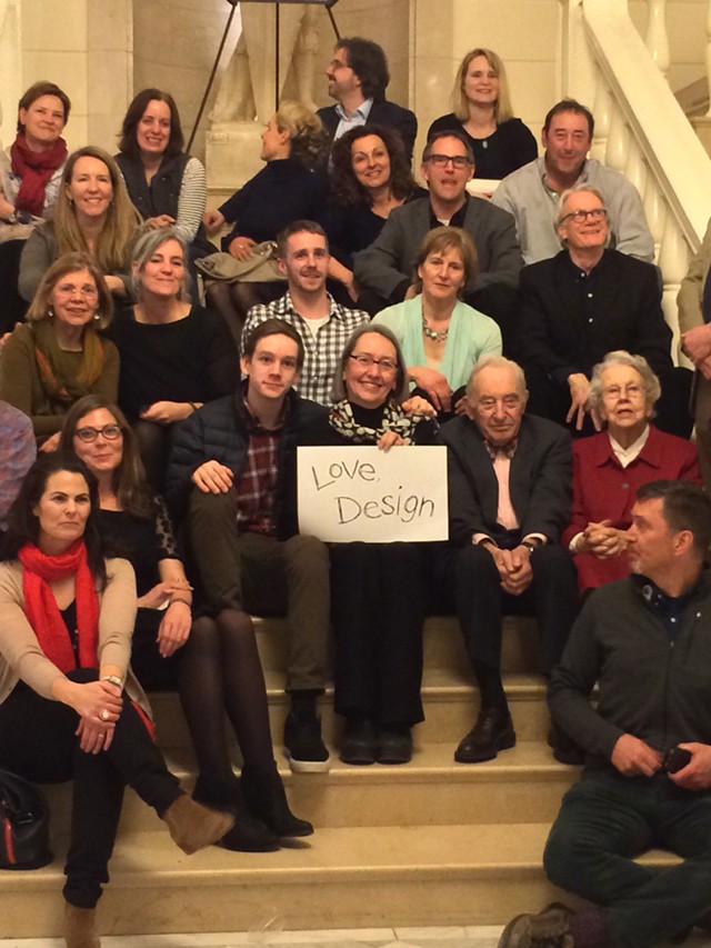 Lyn Severance (holding sign) with friends and family - RACHEL JONES
