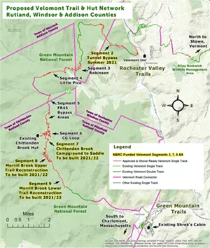 Proposed Velomont Trail & Hut Network in southern Vermont. - COURTESY OF ANGUS MCCUSKER