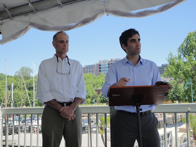 Peter Owens, left, stands with Mayor Miro Weinberger. - FILE