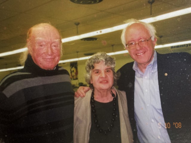 From left: Ed and Anne Bemis with Sen. Bernie Sanders in 2008 - COURTESY OF BEMIS FAMILY