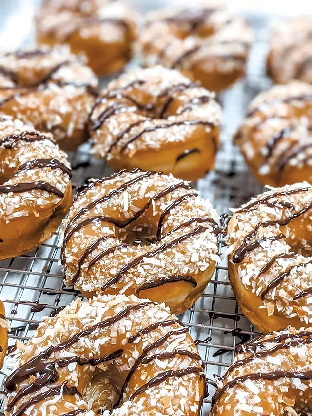 Caramel-coconut-chocolate doughnuts from North Country Donuts - COURTESY