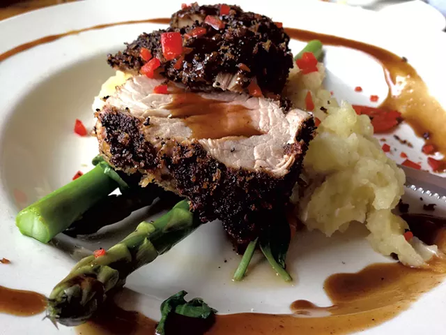 Coffee-crusted pork tenderloin at Blue Paddle Bistro - CAROLYN FOX