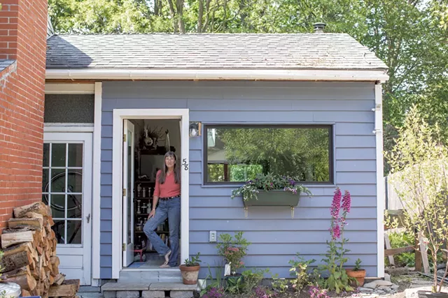 Carol Stenberg at her ADU on Brierwood Lane in Burlington - LUKE AWTRY