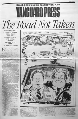 Tim Newcomb's first political cartoon for the cover of the Vanguard Press - COURTESY