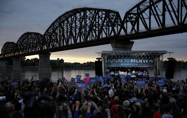 Sen. Bernie Sanders speaks Tuesday in Louisville, Ky. - AP PHOTO/CHARLIE RIEDEL