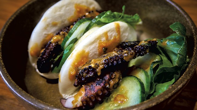 Wildflower Restaurant &amp; Bar's grilled octopus bao - COURTESY OF SILVER SUN GROUP