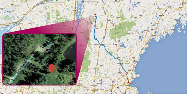 Google Maps directions from Boston, MA to "Vermont" - COURTESY OF GOOGLE MAPS/GOOGLE EARTH